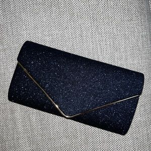 Navy Blue and Gold Sparkly Bag